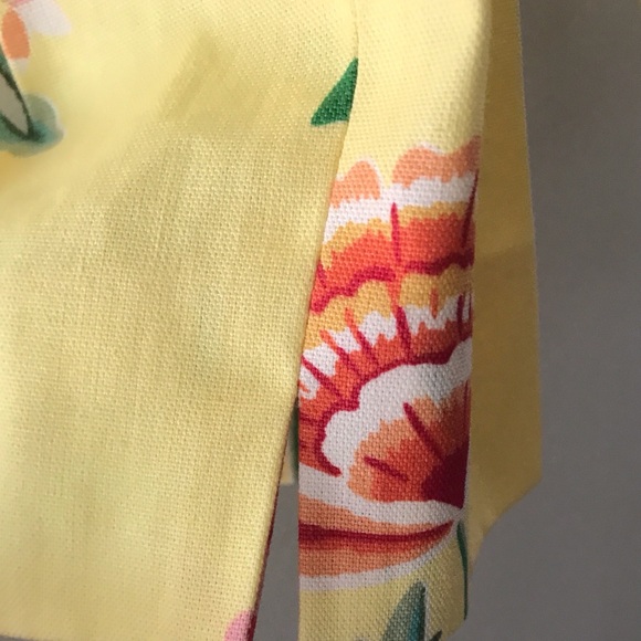 Vintage Judy Lee Cole Cropped Pants High Rise Size 4 Retro Yellow floral - Picture 3 of 4